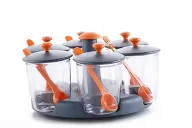360 degree revolving 6‑jar multipurpose stand | rotating achar container | compact spice carousel for dining table thumbnail 3