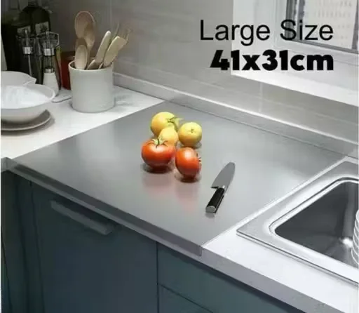 Stainless Steel Cutting Board | 42x32 cm Durable Chopping Board | Food-Grade Kitchen Board for Meat Fruits Bread image 2