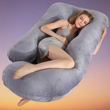 Ultra Soft Microfiber Filled Multiposition Sleeping Pregnancy Pillow | Back Support for Side Sleepers | Pack of 1  Grey thumbnail 3
