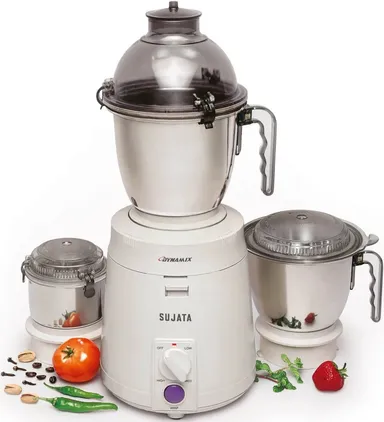 Sujata Dynamix 900W Mixer Grinder with 3 Stainless Steel Jars 1500ml 1000ml 500ml 22000 RPM 90 Minutes Continuous Heavy Duty Kitchen thumbnail 1