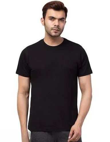 Cotton Plain Half Sleeve T-Shirt | Casual Wear| Size L thumbnail 1
