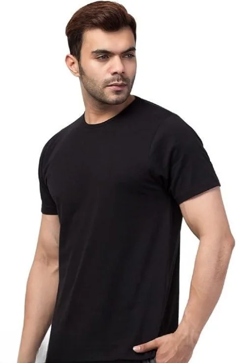 Cotton Plain Half Sleeve T-Shirt | Casual Wear| Size L image 1