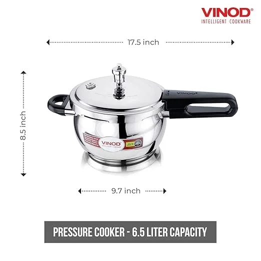Stainless Steel Handi Pressure Cooker 6.5 L | Sandwich Bottom| Induction Base| Family Cooking| Durable & Easy to Clean image 2