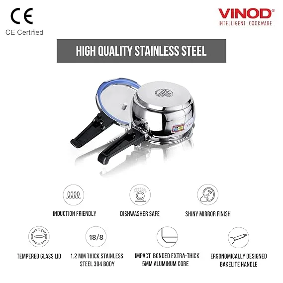 Stainless Steel Handi Pressure Cooker 6.5 L | Sandwich Bottom| Induction Base| Family Cooking| Durable & Easy to Clean image 3
