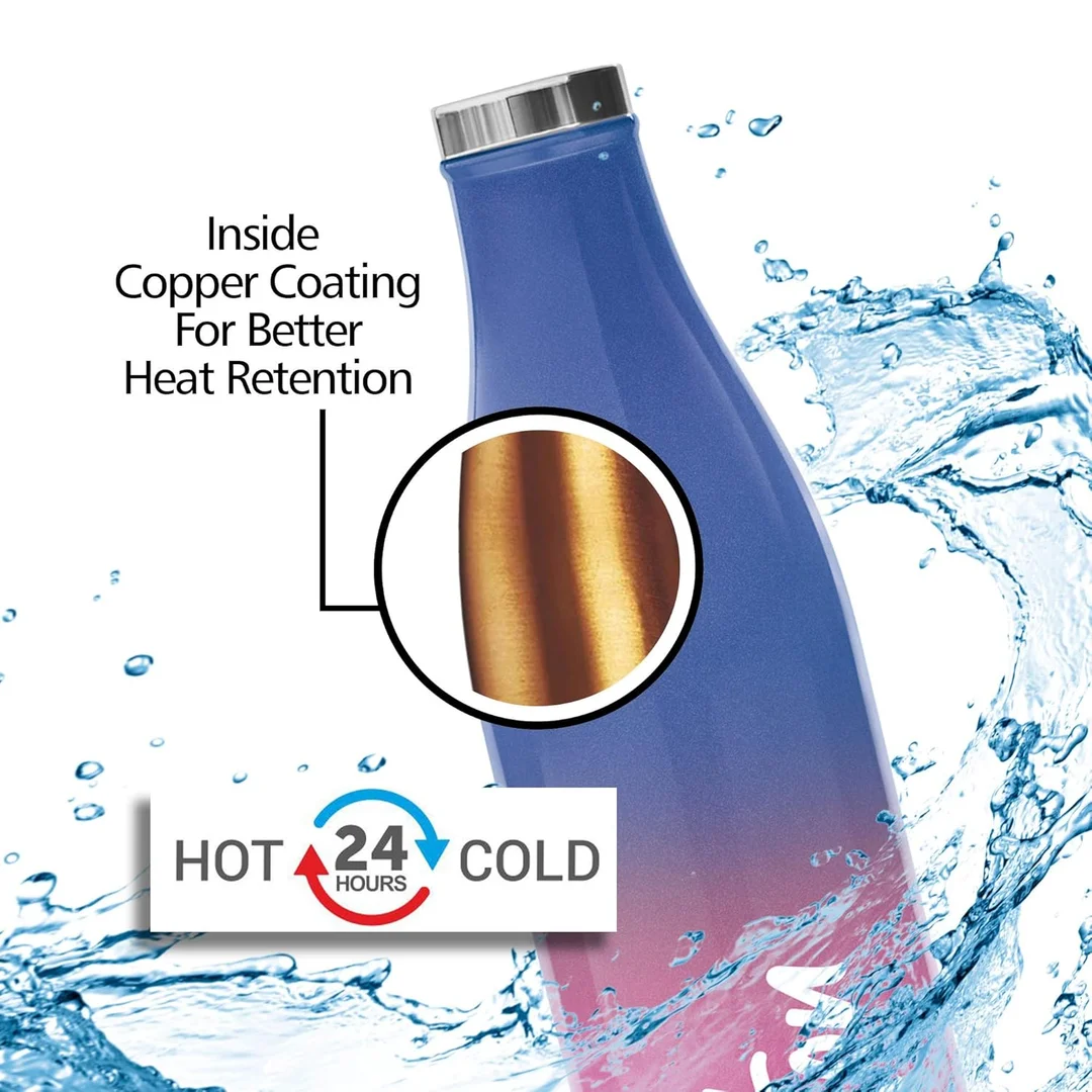 Milton Thermosteel Bottle 1 Litre | Hot and Cold Stainless Steel Water Bottle for Office| Travel| Gym| School | Leak Proof| Rust Proof| Pink image 3
