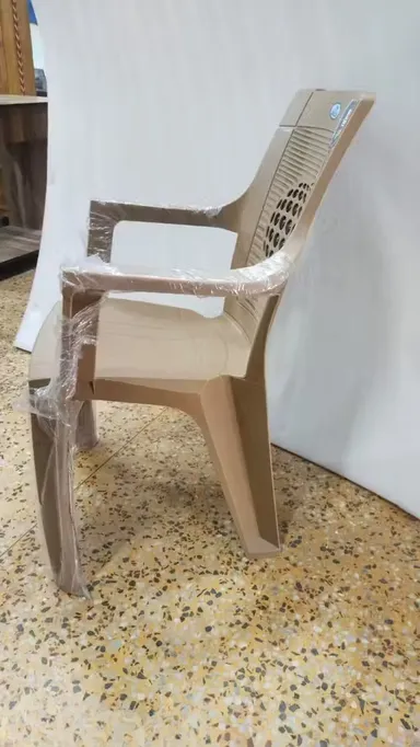Premium Stackable Plastic Arm Chair Marble Beige for Home Balcony Patio Living Room Outdoor Seating Weather‑Resistant Comfortable Polypropylene Seating thumbnail 2