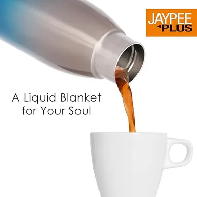Jaypee Plus | Stainless Steel Water Bottle 750ml | Vacuum Insulated Hot & Cold Travel Flask for Office| Leak Proof Wide Mouth Bottle|Silver Blue thumbnail 4