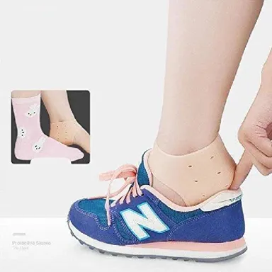 Silicone Gel Heel Pad Socks | Pain Relief & Heel Cushion | Beige Free Size | 1 Pair Reusable Foot Care Support thumbnail 4