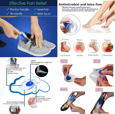 Silicone Heel Spur Cups | Medical-Grade Gel Plantar Fasciitis Foot Cushion Pads | Orthotic Shoe Insert Protectors for Heel Pain Relief thumbnail 4