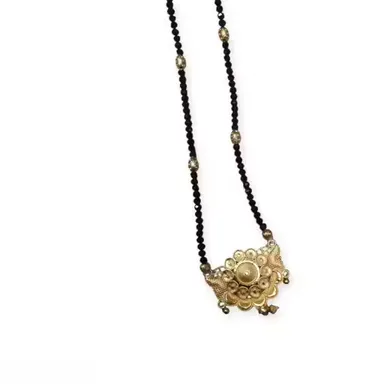 Gold Plated Designer Mangalsutra with Premium Black Beads and Elegant Pendant Bridal Daily Wear Necklace Traditional Indian Jewellery for Women thumbnail 3