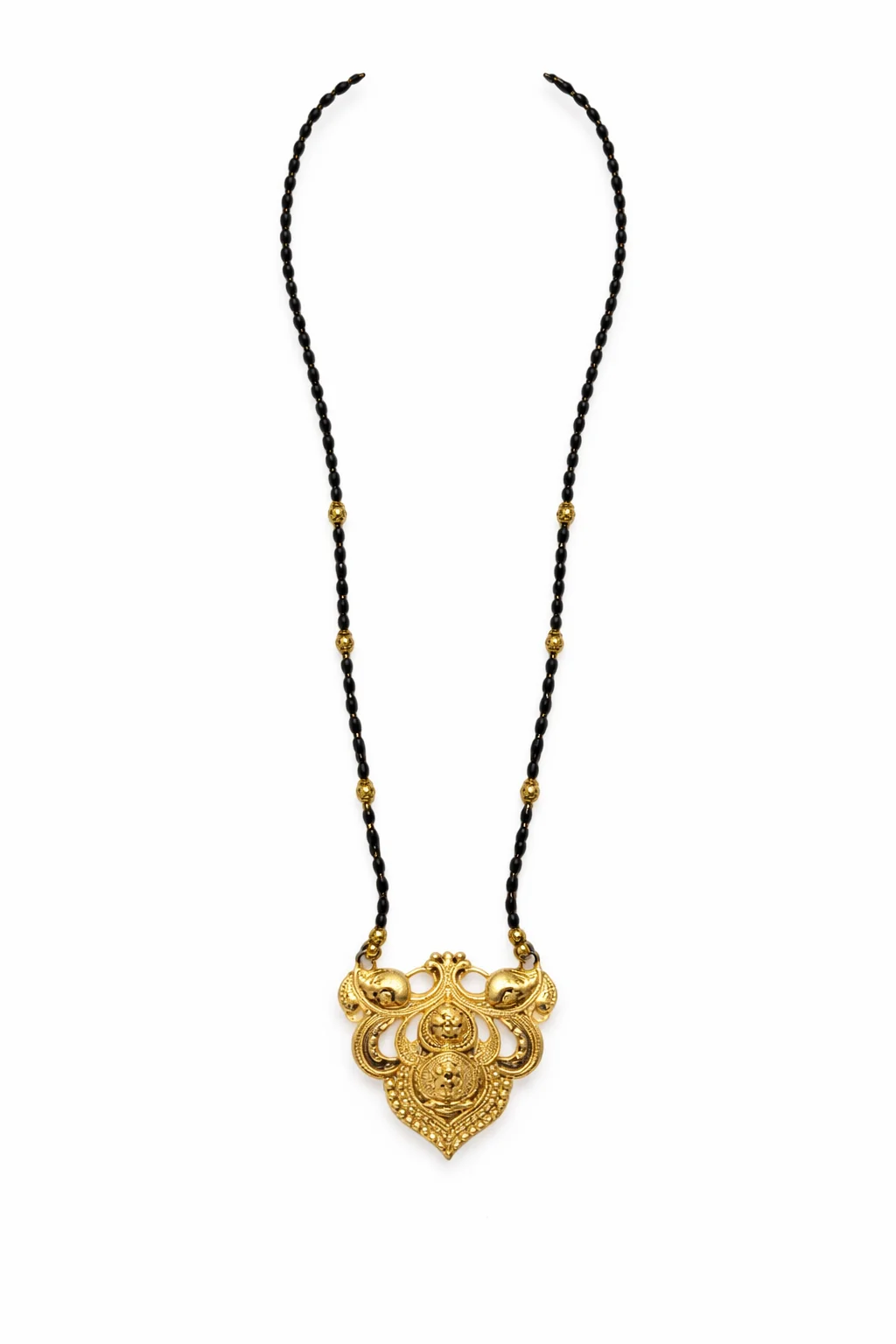 Gold Plated Designer Mangalsutra with Premium Black Beads and Elegant Pendant Bridal Daily Wear Necklace Traditional Indian Jewellery for Women image 1