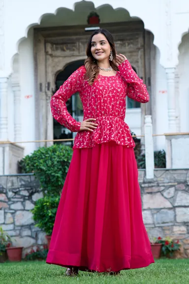 Fancy Embroidery Lehenga Choli | Fox Georgette Blooming Design| Heavy Sequence Work | Wedding Partywear Ethnic Set Semi-Stitched thumbnail 3