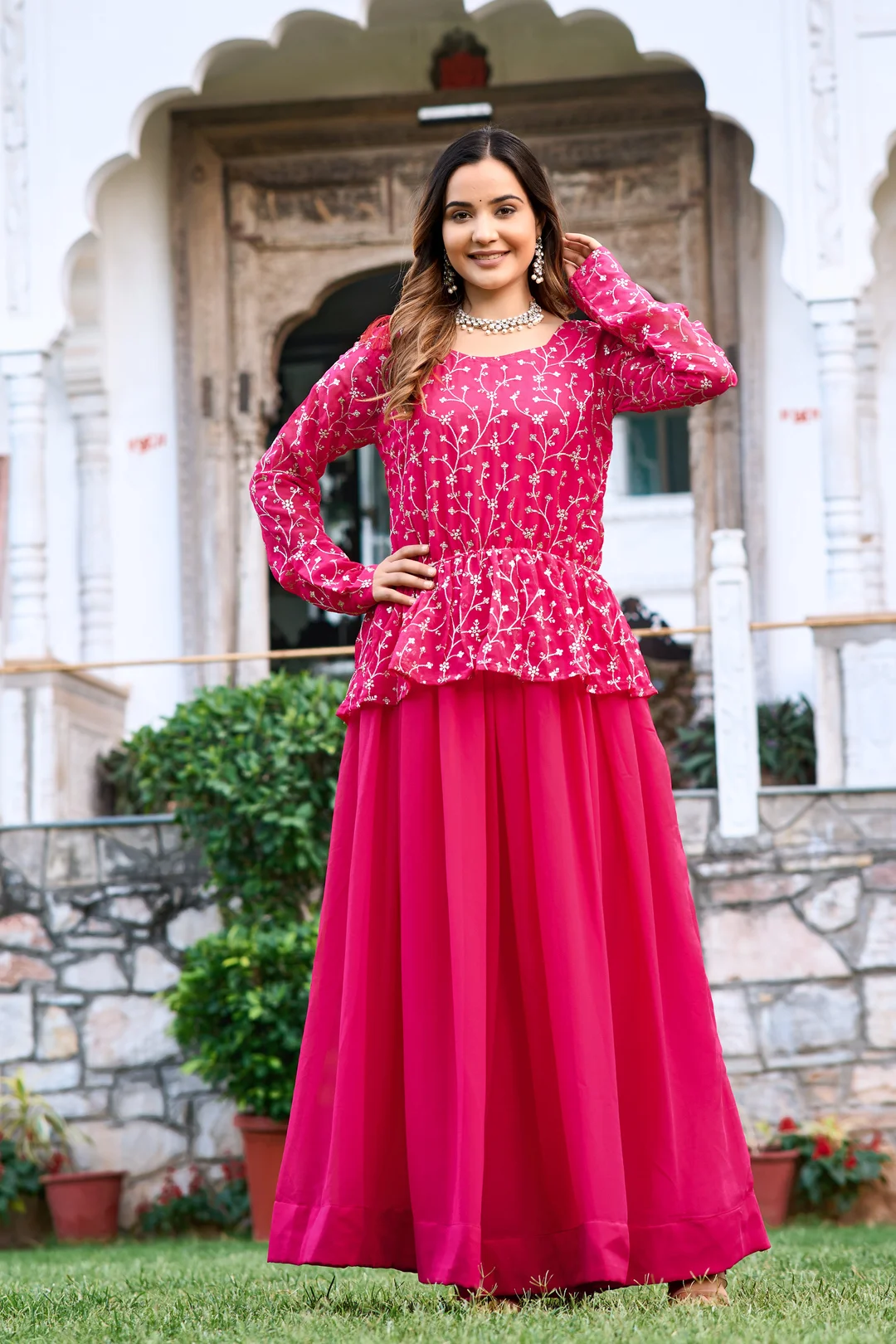 Fancy Embroidery Lehenga Choli | Fox Georgette Blooming Design| Heavy Sequence Work | Wedding Partywear Ethnic Set Semi-Stitched image 1