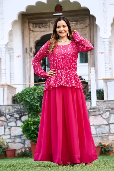 Fancy Embroidery Lehenga Choli | Fox Georgette Blooming Design| Heavy Sequence Work | Wedding Partywear Ethnic Set Semi-Stitched thumbnail 0