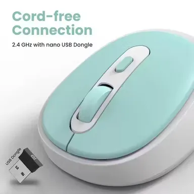 Wireless Silent Buttons Mouse 2.4 GHz USB Nano Dongle 1200 DPI Optical Tracking Green |Laptop PC Compatible Ergonomic Work Gaming Accessory thumbnail 0