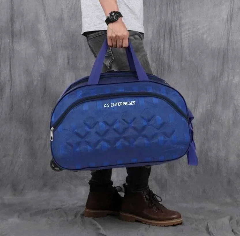 60L Large Travel Duffle Bag with Wheels for Men & Women | Spacious Rolling Duffel Luggage Bag for Long Trips| Gym & Outdoor Travel Grey Blue image 4