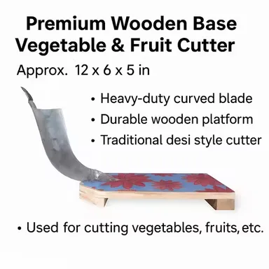 Traditional Heavy Duty Wooden Vegetable Cutter Manual Fruit Slicer with Large Wooden Base for Kitchen Home and Commercial Use | Multipurpose Wood Cutter  thumbnail 1