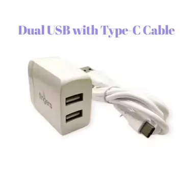 Dual USB 2.4A Fast Charger Adapter with Free Micro USB Cable – BIS Certified Travel Wall Charger for Smartphones & Tablets thumbnail 1