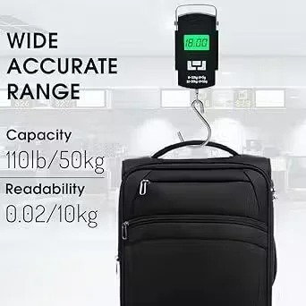 Portable Digital LED Luggage Weighing Scale 50kg 110lb Rechargeable Hook Type with Tare Function Backlit Display for Travel Suitcase Bags Airport | Multipurpose Use image 2