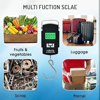 Portable Digital LED Luggage Weighing Scale 50kg 110lb Rechargeable Hook Type with Tare Function Backlit Display for Travel Suitcase Bags Airport | Multipurpose Use image 3