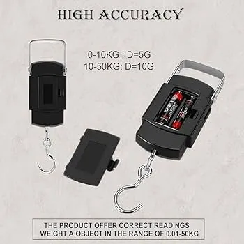 Portable Digital LED Luggage Weighing Scale 50kg 110lb Rechargeable Hook Type with Tare Function Backlit Display for Travel Suitcase Bags Airport | Multipurpose Use thumbnail 3
