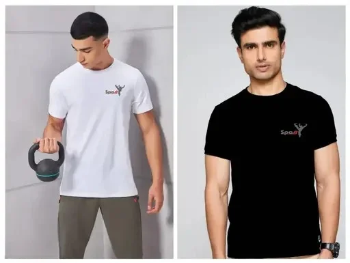 Polyester Stretchable Half Sleeve T-Shirts (Pack of 2)| Size S image 1