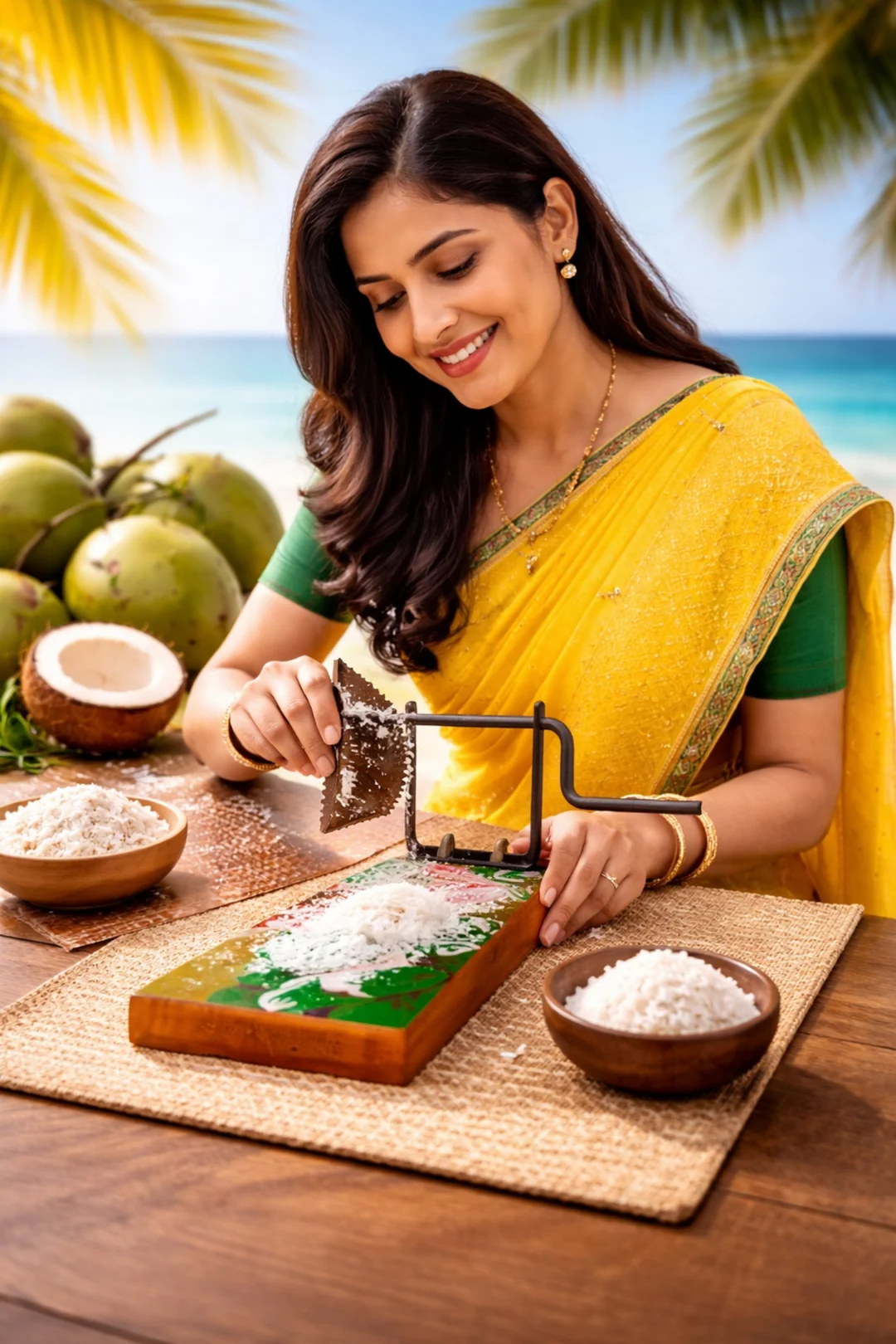 Heavy-Duty Stainless Steel Coconut Scraper Tool with Vacuum Base Stand – Manual Handheld Grater for Fresh Coconut Chutney, Curry & Dessert Preparation image 1