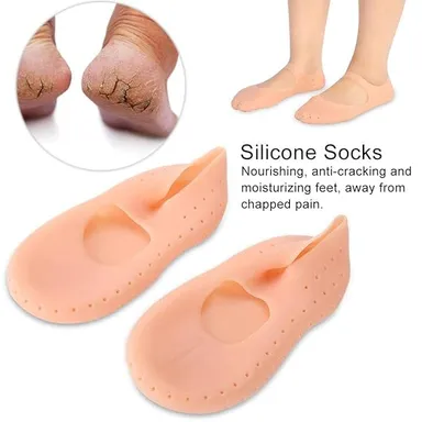 Silicone Full-Length Foot Protector Socks | Moisturizing Gel Heel Pad for Cracked Feet, Heel Pain Relief thumbnail 2