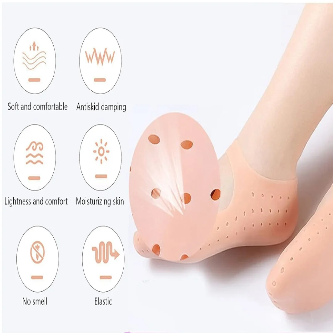 Silicone Full-Length Foot Protector Socks | Moisturizing Gel Heel Pad for Cracked Feet, Heel Pain Relief image 5