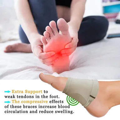 Plantar Fasciitis Arch Support Sleeves | Orthopedic Pad for Flat Feet & Neuromas | Free Size Cushion Sleeve for Both Women & Men thumbnail 2