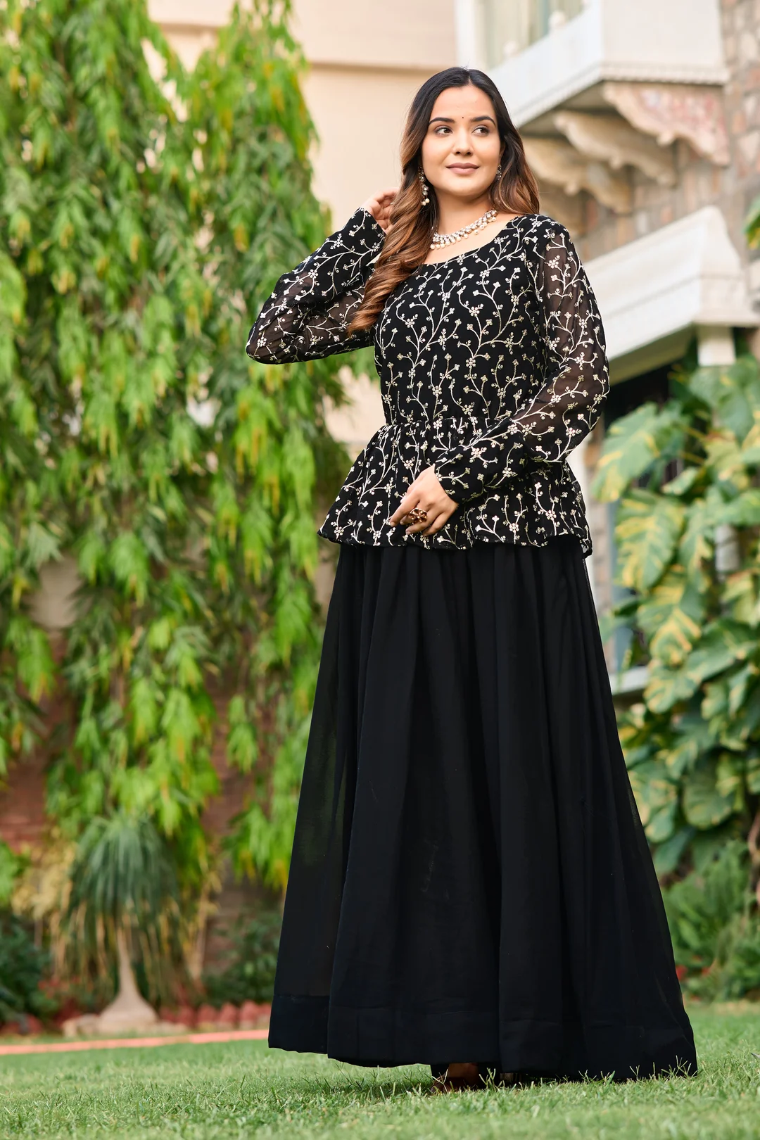 Elegant Sequin Embroidered Lehenga | Blooming Fox Georgette | XL Party & Festive Designer Wear image 2