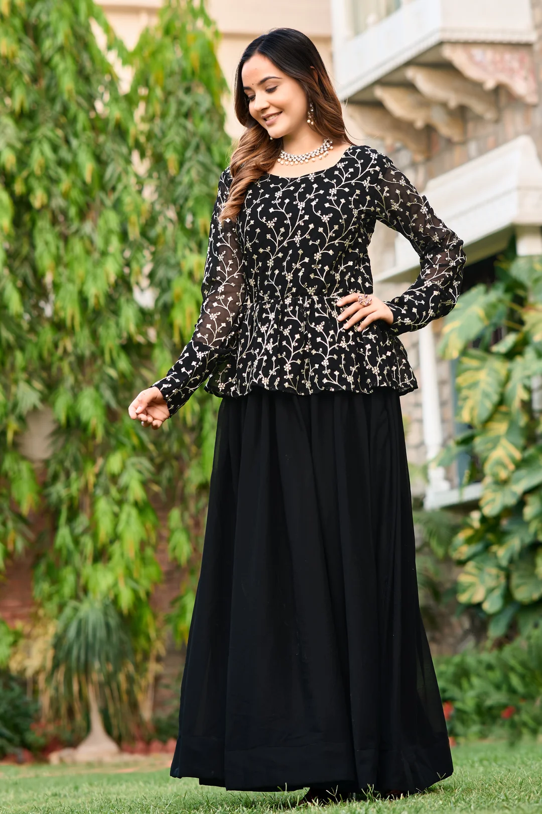 Elegant Sequin Embroidered Lehenga | Blooming Fox Georgette | XL Party & Festive Designer Wear image 3