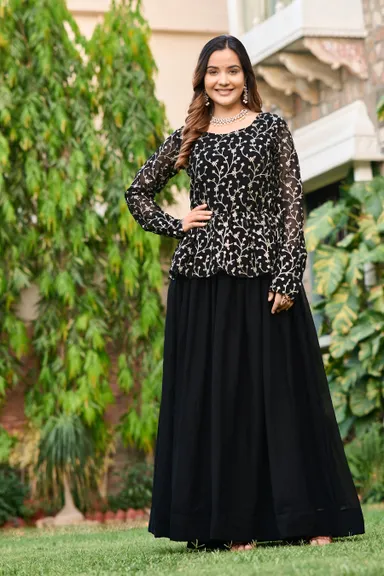 Elegant Sequin Embroidered Lehenga | Blooming Fox Georgette | XL Party & Festive Designer Wear thumbnail 3