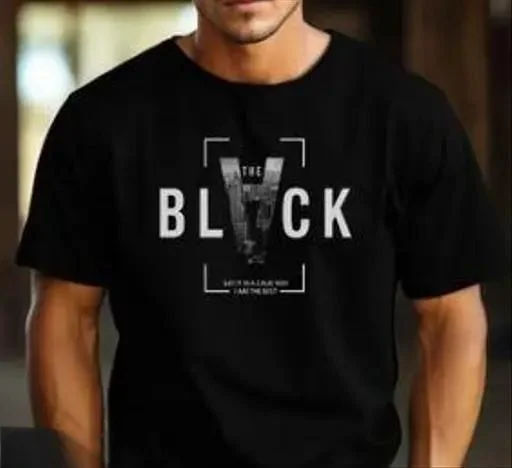 Unisex Oversized Cotton Blend Half Sleeve Printed Down Shoulder T-Shirt| Size L image 1
