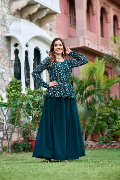 Blooming Georgette Sequin Embroidered Lehenga Choli | Elegant Fox Style | Medium thumbnail 0