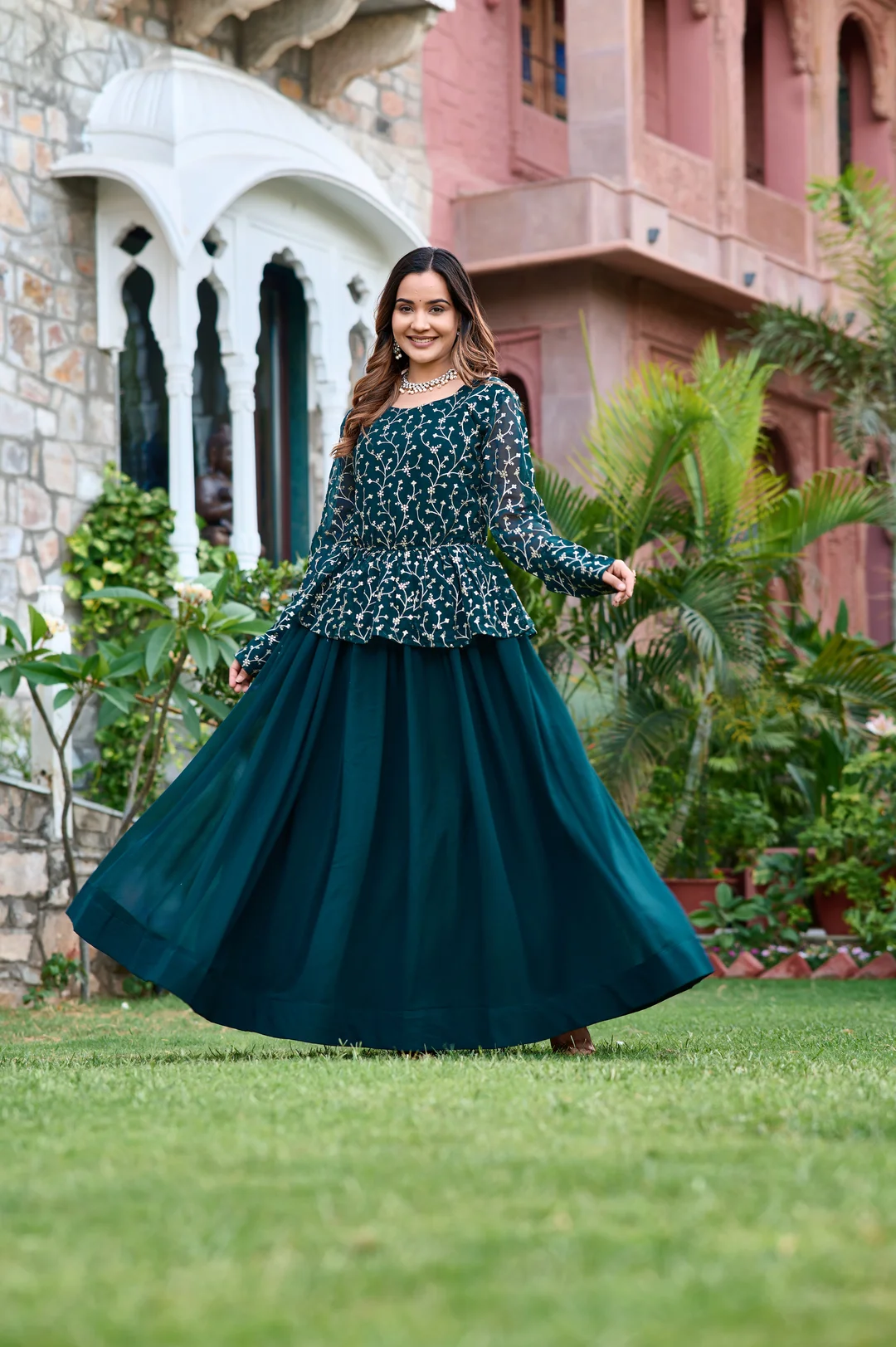 Blooming Georgette Sequin Embroidered Lehenga Choli | Elegant Fox Style | Medium image 3