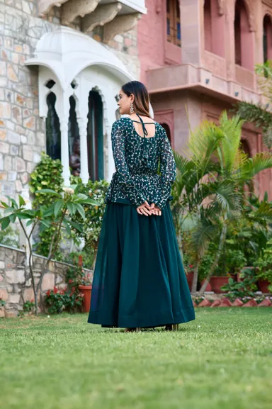 Fancy Embroidery Sequence Lahenga Choli | Fox Georgette | Blooming Partywear | XL Size thumbnail 3