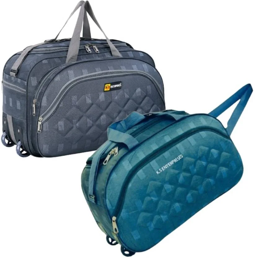 Wheeled Duffle Bag Combo 60L | Expandable Travel Duffle with 2 Wheels, Strolley for Men & Women image 3