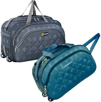 Wheeled Duffle Bag Combo  60L | Expandable Travel Duffle with 2 Wheels, Strolley for Men & Women thumbnail 2
