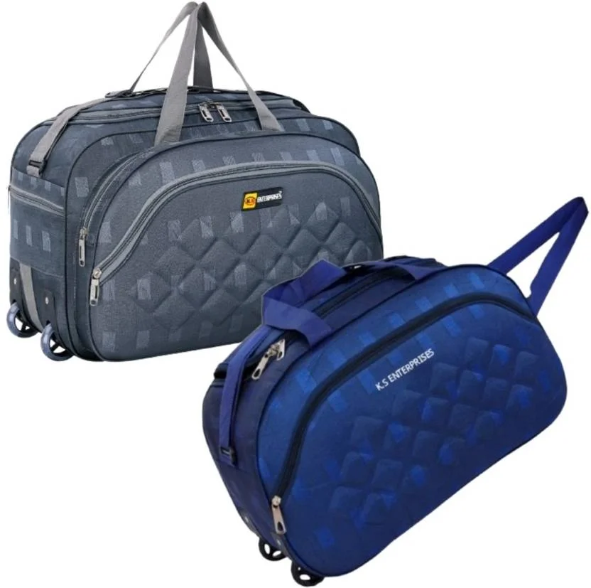 Wheeled Duffle Bag Combo 60L | Expandable Travel Duffle with 2 Wheels, Strolley for Men & Women image 4