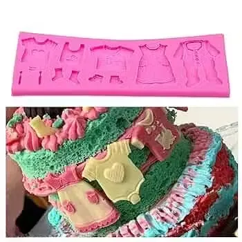 Baby Clothes Shape Silicone Chocolate Mould | 3D Candy Mold for Cake| Jelly| Chocolate | Reusable Bakeware for Baby Shower & Party | 1 Cavity| Non-Stick | Ideal for Fondant| Mousse & Dessert thumbnail 2