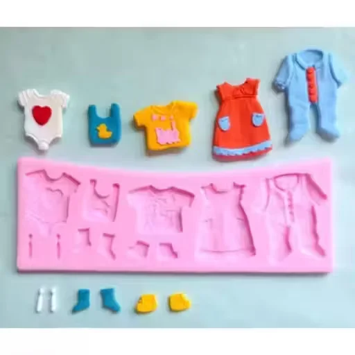 Baby Clothes Shape Silicone Chocolate Mould | 3D Candy Mold for Cake| Jelly| Chocolate | Reusable Bakeware for Baby Shower & Party | 1 Cavity| Non-Stick | Ideal for Fondant| Mousse & Dessert image 1