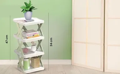 4‑Layer Space‑Saving Shoe Rack | Narrow Corner Shoe Tower Rack for Small Entryway |Easy Assembly|  Durable Plastic Stand | Best Shoe Organizer thumbnail 3