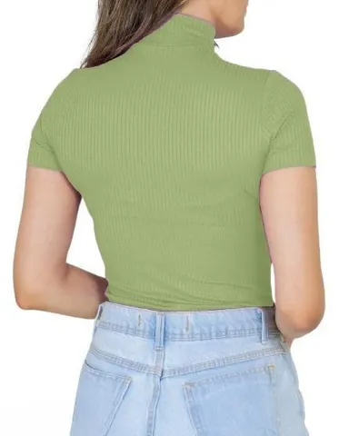 Women Stylish Cotton Blend Solid Crop Top with Short Sleeves | Casual Wear| S  thumbnail 1