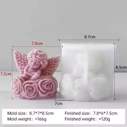 Angel Silicone Candle Mould with Roses | 3D Cherub Resin Mold for DIY Candle |Soap| Clay & Home Décor Crafts | Durable Epoxy Mould for Handmade Ornaments image 3