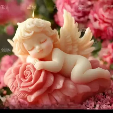 Angel Silicone Candle Mould with Roses | 3D Cherub Resin Mold for DIY Candle |Soap| Clay & Home Décor Crafts | Durable Epoxy Mould for Handmade Ornaments thumbnail 3