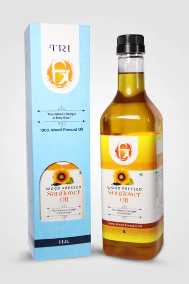 TRI Woodpressed Sunflower Oil | Cold Pressed|  Healthy Cooking Oil | 1L Bottle for Heart-Friendly Recipes