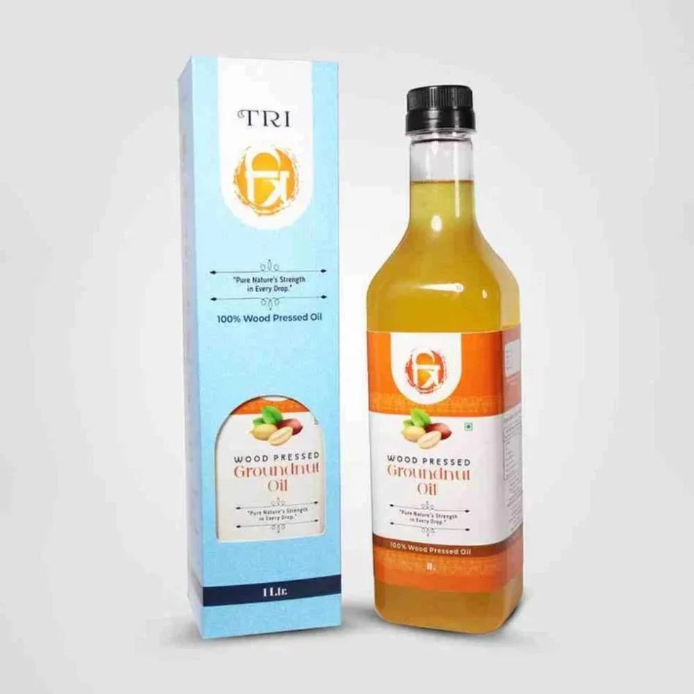 TRI Woodpressed Groundnut Oil | Cold-Pressed| Healthy Cooking Oil for Cuisine| Premium Natural Peanut Oil |1L image 1