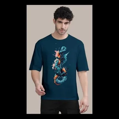 Men’s Stylish Cotton Printed Down Shoulder T-Shirt | Casual & Trendy Wear| Size M thumbnail 0