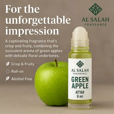 Green Apple Roll‑On Fragrance Oil 6 ml | Alcohol‑Free | Long‑Lasting | Crisp Fruity Aroma thumbnail 2